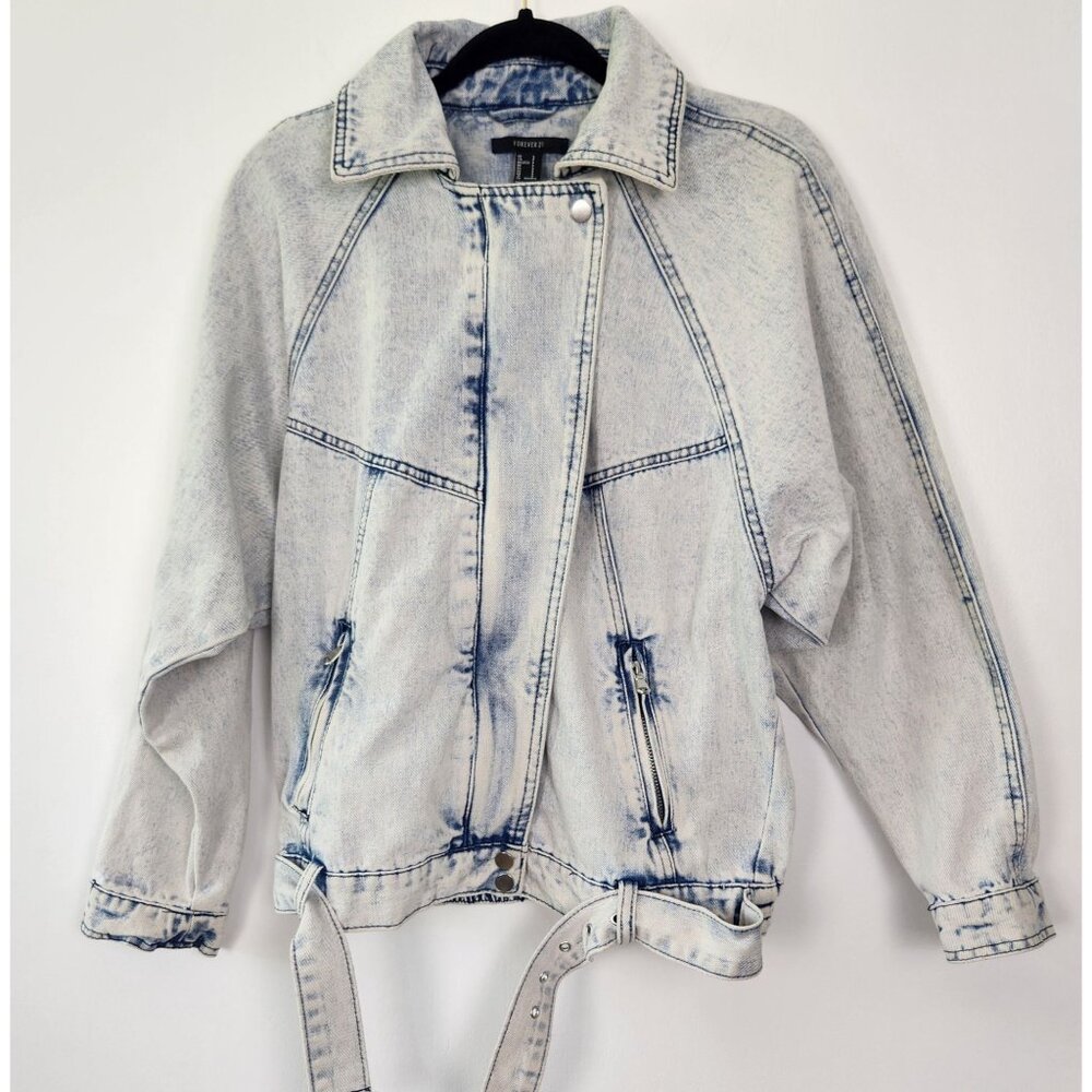 Forever 21 Acid Wash Zip Up Jean Jacket, Sm, Retro, 80's, Stranger Things Vibes - Picture 9 of 9